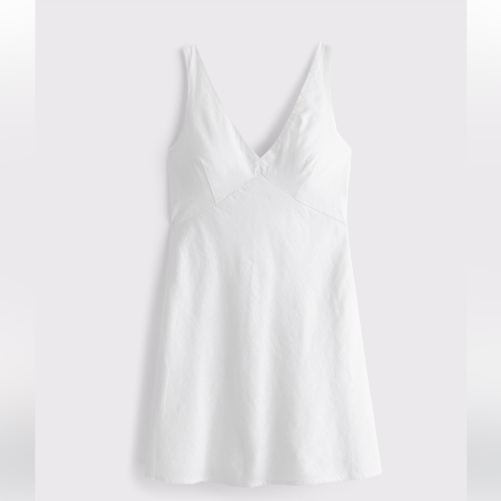 Abercrombie & Fitch V-Neck Linen Blend Mini Dress
